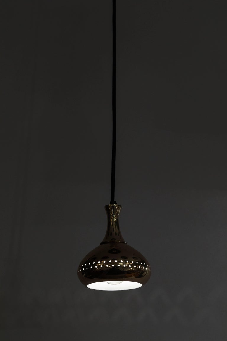 1950s Hans-Agne Jakobsson Perforated Brass Pendants for Markaryd For Sale 5