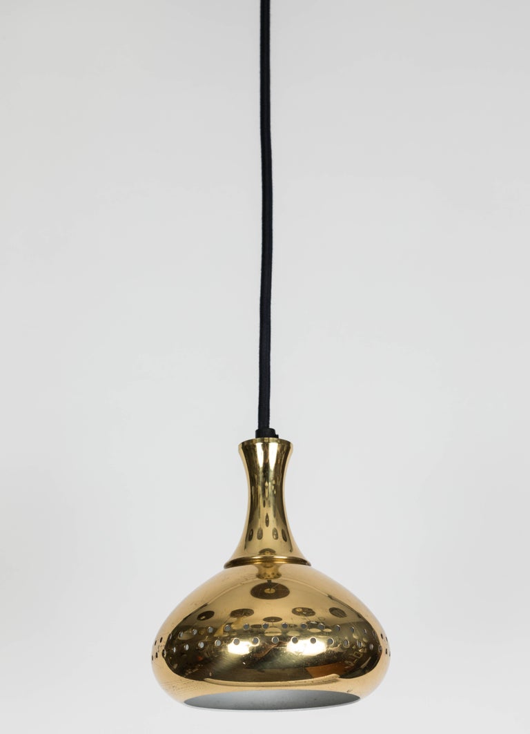 Scandinavian Modern 1950s Hans-Agne Jakobsson Perforated Brass Pendants for Markaryd For Sale