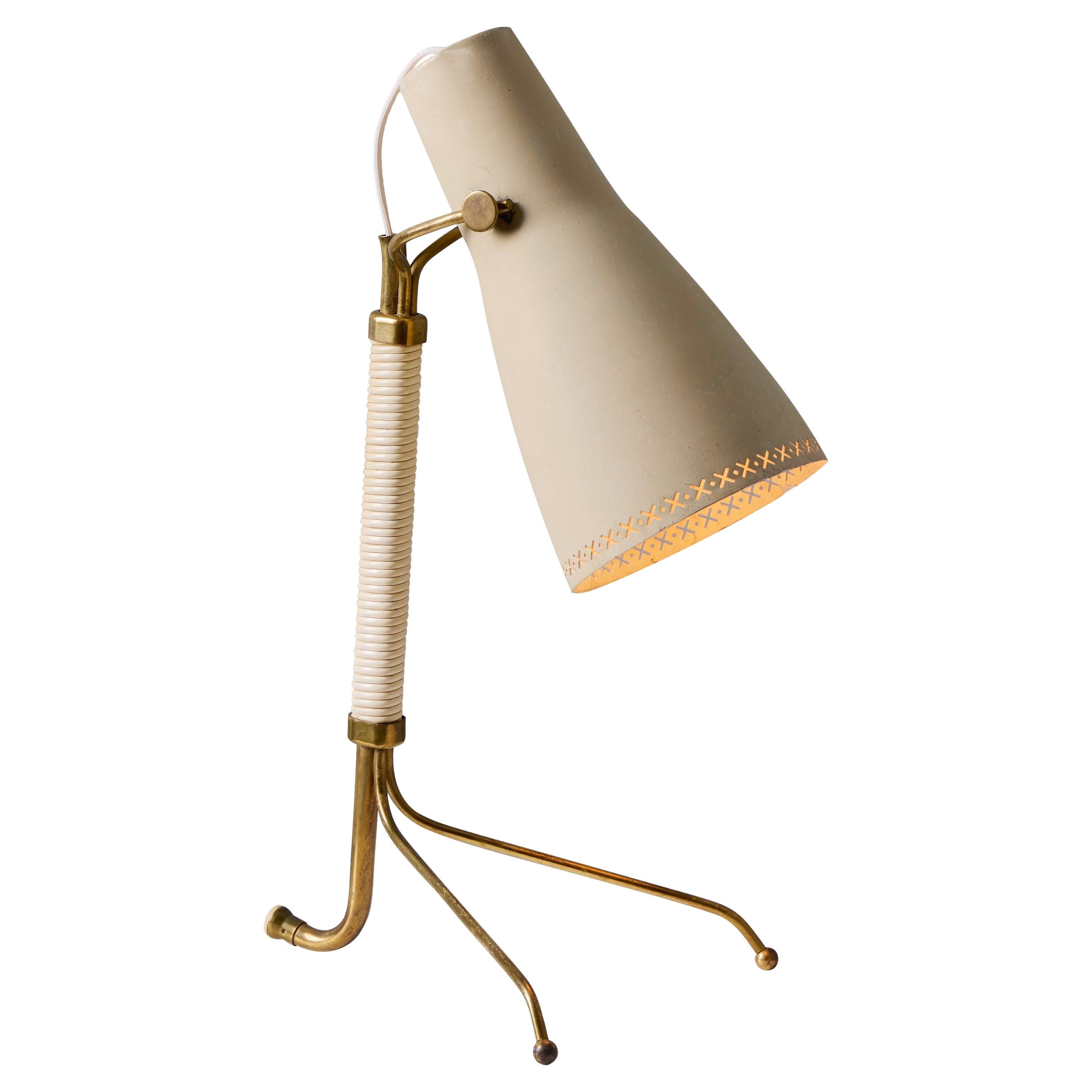 1950s Hans Bergström Model E1271 Perforated Metal & Brass Table Lamp for ASEA