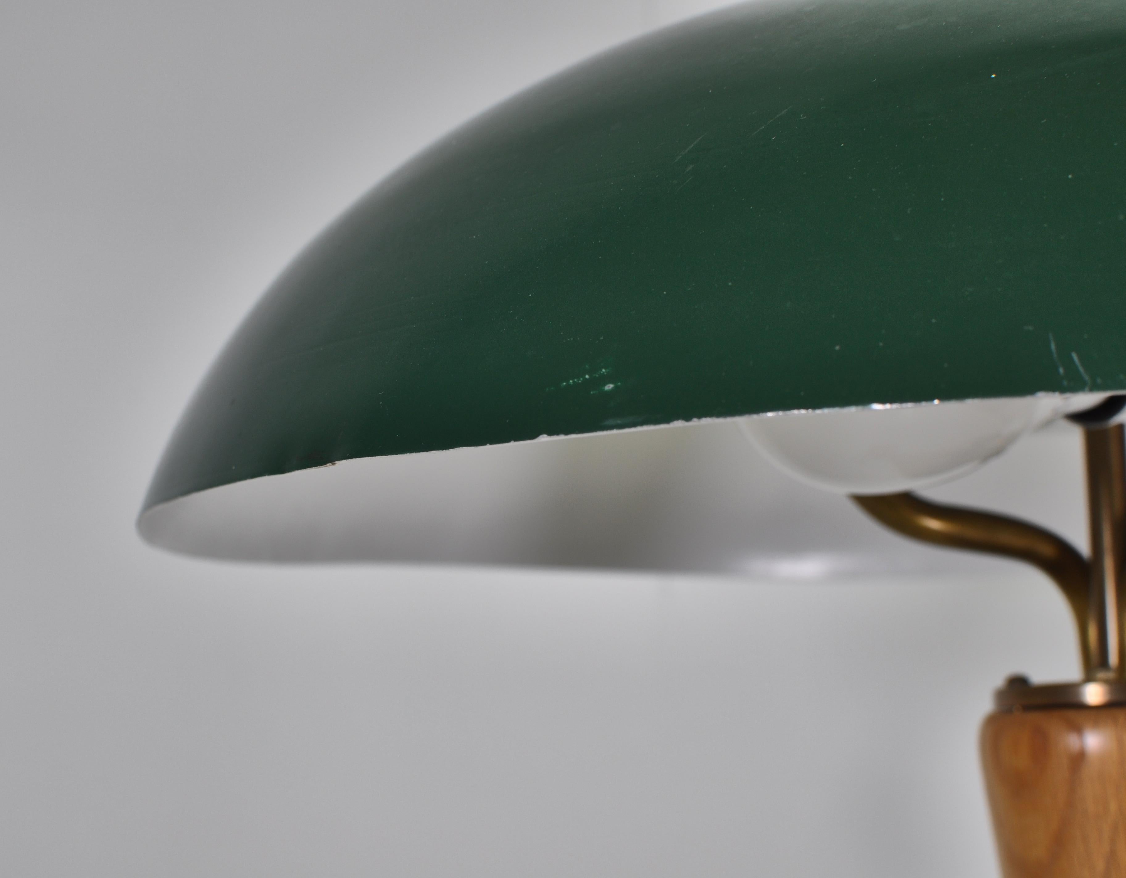 1950s Hans Bergström Table Lamp with Green Shade Made by ASEA, Sweden 5
