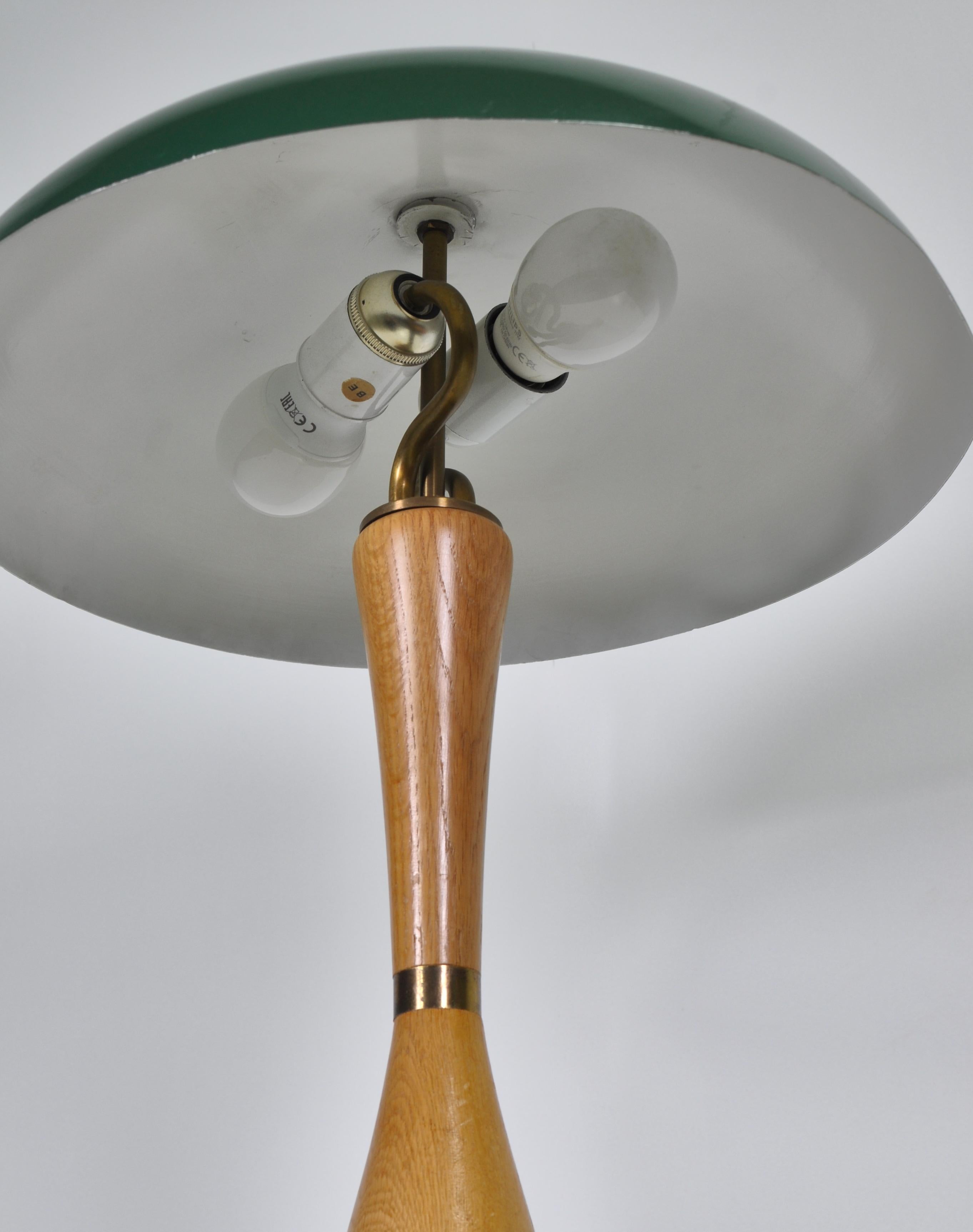 1950s Hans Bergström Table Lamp with Green Shade Made by ASEA, Sweden 2