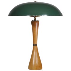 1950s Hans Bergström Table Lamp with Green Shade Made by ASEA, Sweden