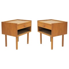 1950s Hans J. Wegner Set of Two Oak Bedside Tables