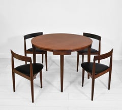 Table de salle à manger danoise compacte en teck Hans Olsen des années 50 et quatre chaises par Rojle Frem