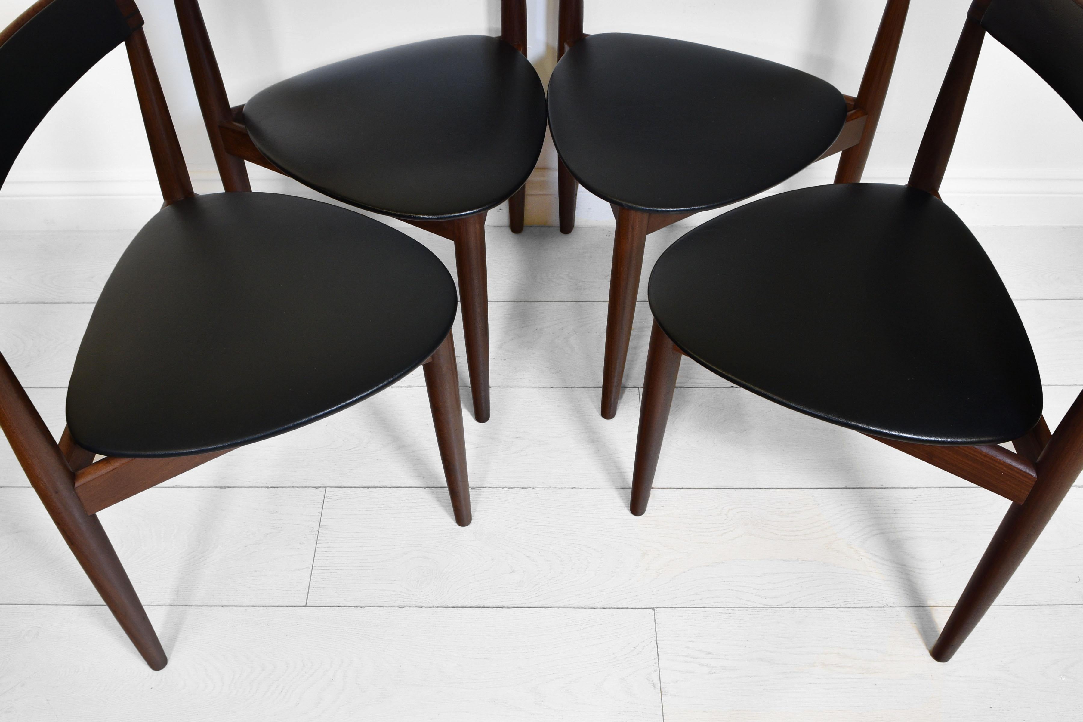 Upholstery 1950'S Hans Olsen Teak Compact Danish Dining Table & Four Chairs By Frem Rojle