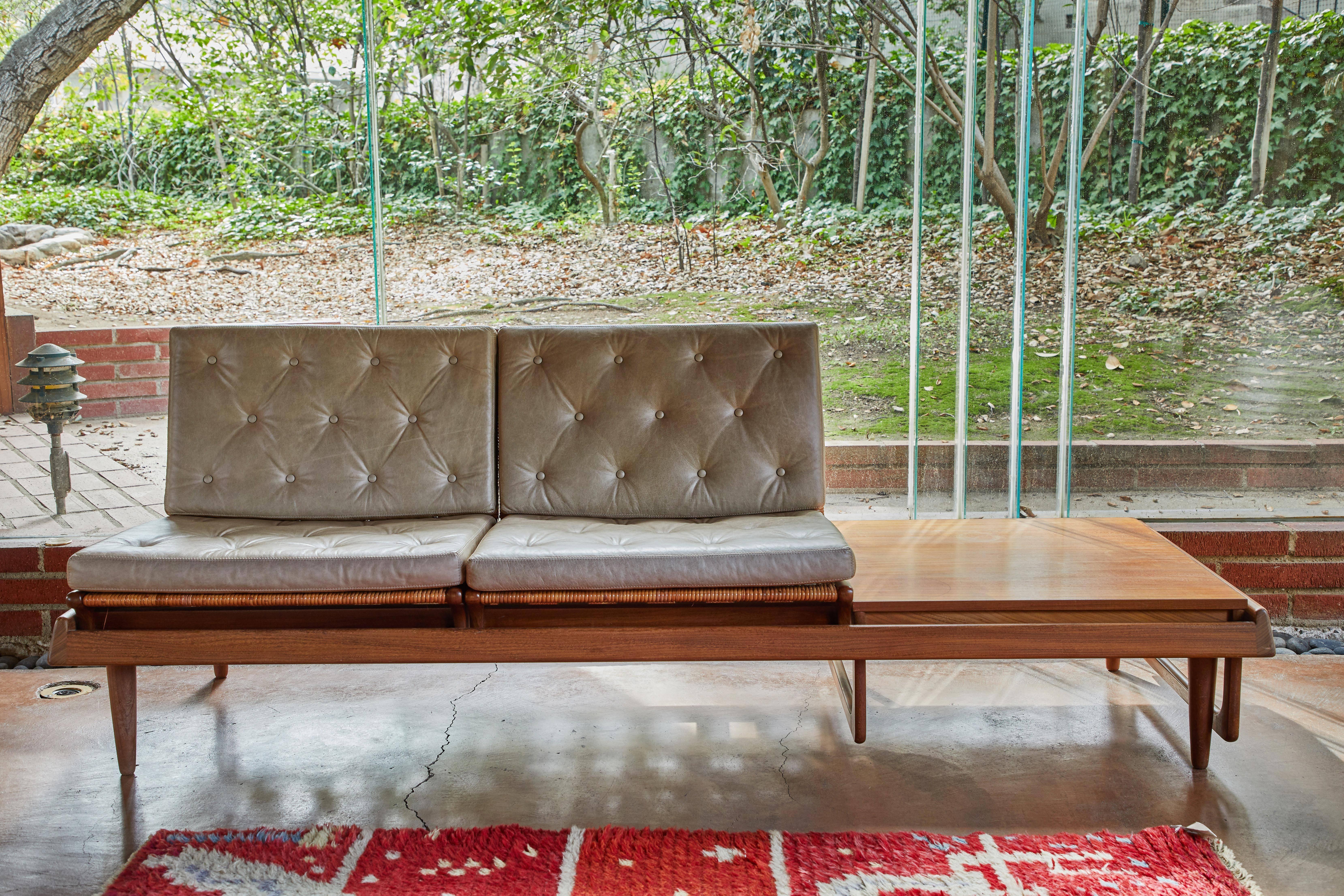 1950s Hans Olson TV161 Teak and Cane Modular Seating Set In Good Condition In Glendale, CA