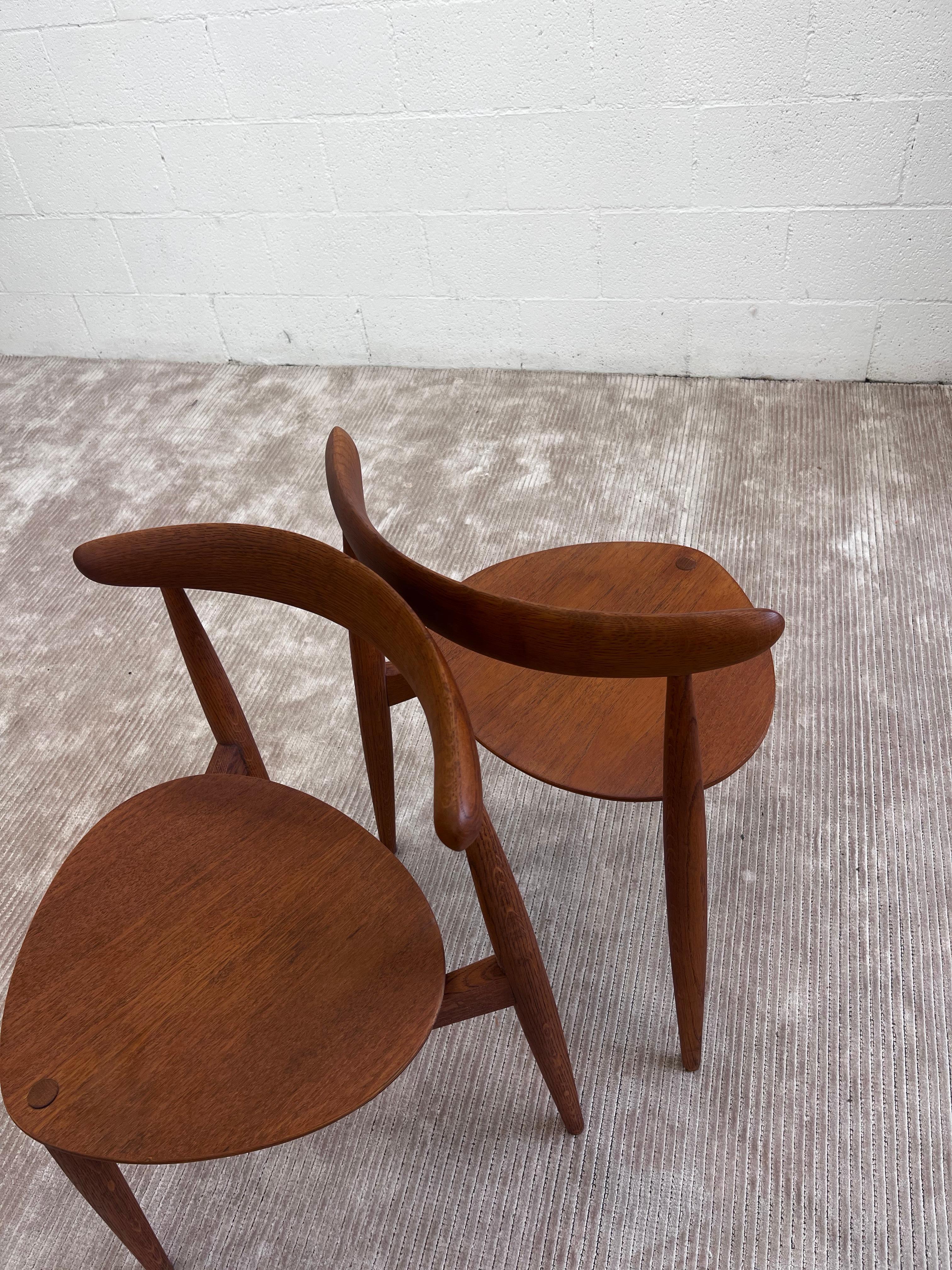 1950s Hans Wegner Heart Dining chairs ILLUMS BOLIGHUS and Fritz Hansen 4