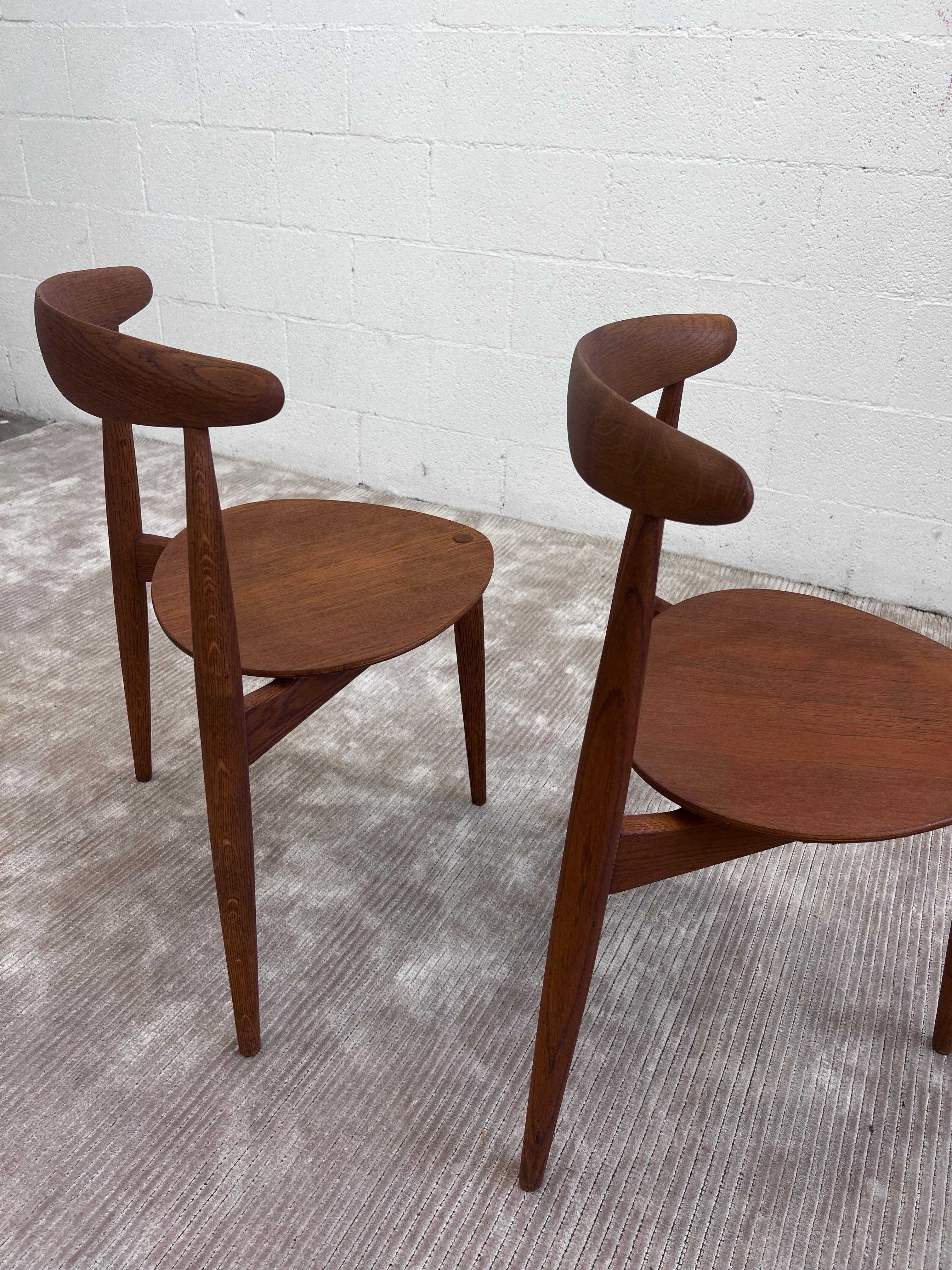 1950s Hans Wegner Heart Dining chairs ILLUMS BOLIGHUS and Fritz Hansen 6