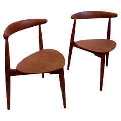 Années 1950 Hans Hansen Heart Chaises de salle à manger ILLUMS Bolighus et Fritz Hansen