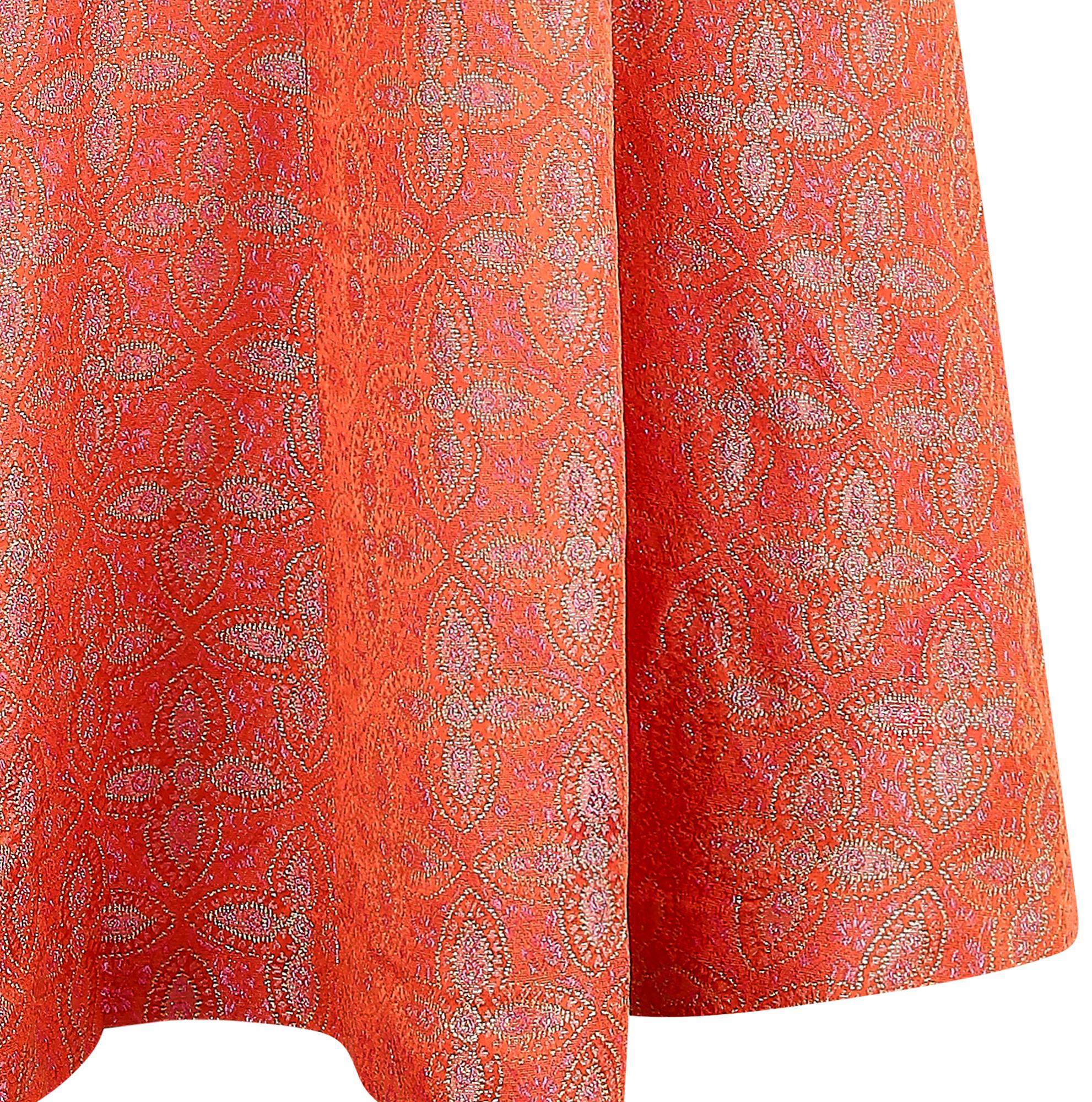 1950s Hardy Amies Orange Paisley Brocade Dress For Sale 1