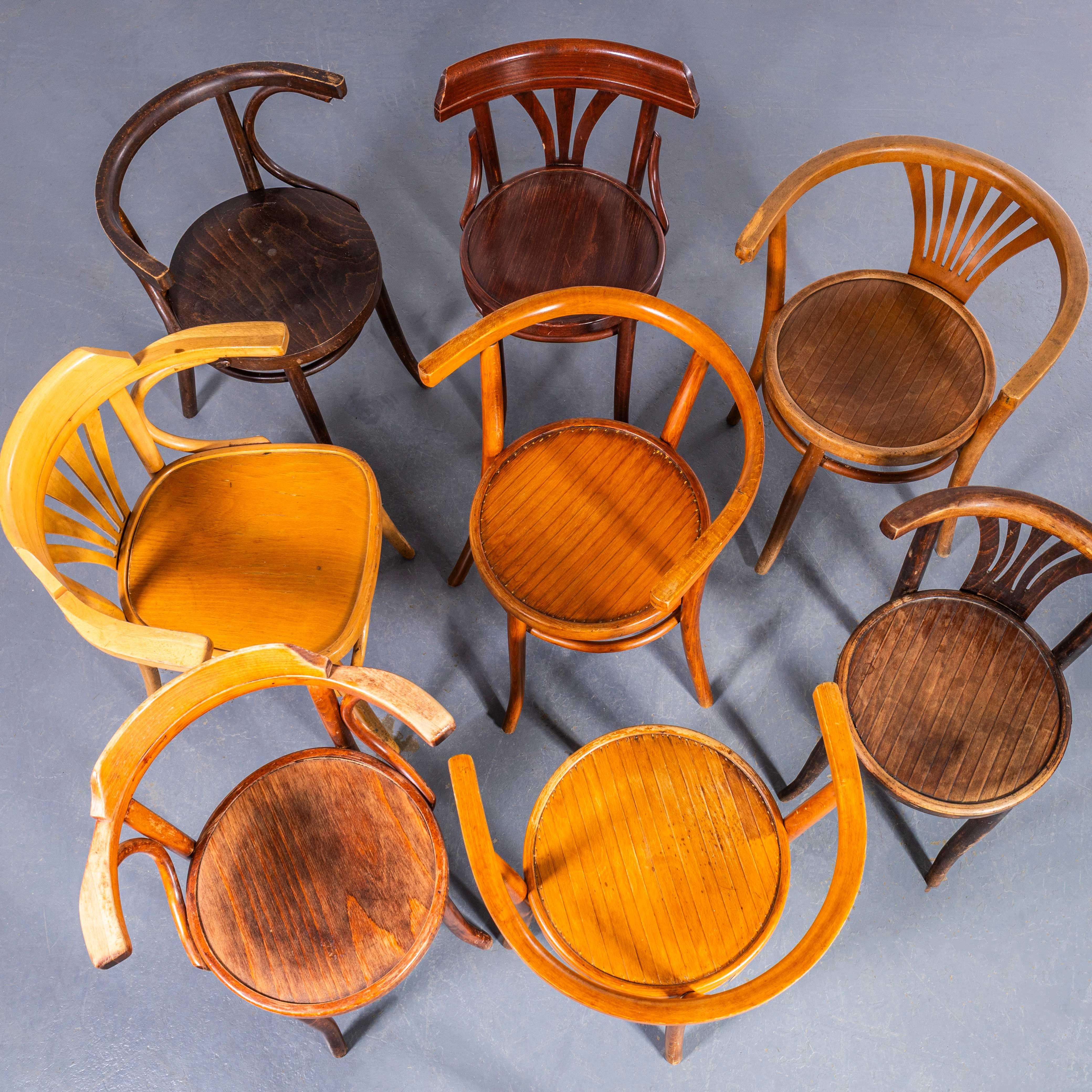 1950's Harlequin Mixed Bentwood Pub Armchairs - Set Of Eight