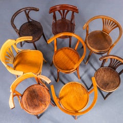 1950's Harlequin Mixed Bentwood Pub Armchairs - Set Of Eight