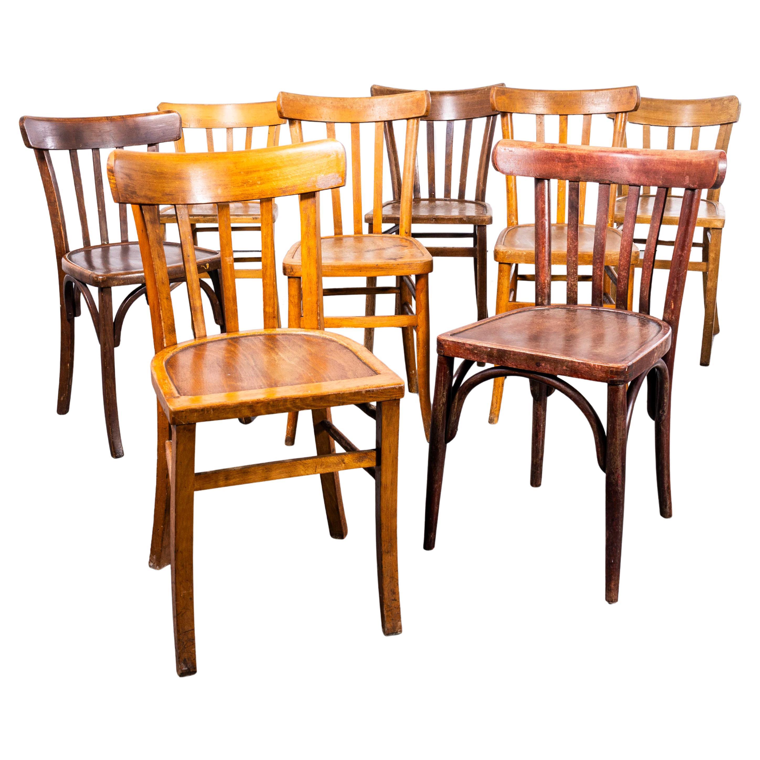 1950's Harlequin Mixed Bentwood Pub Dining Chairs - Set Of Eight