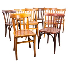 1950's Harlequin Mixed Bentwood Pub Dining Chairs - Set Of Eight