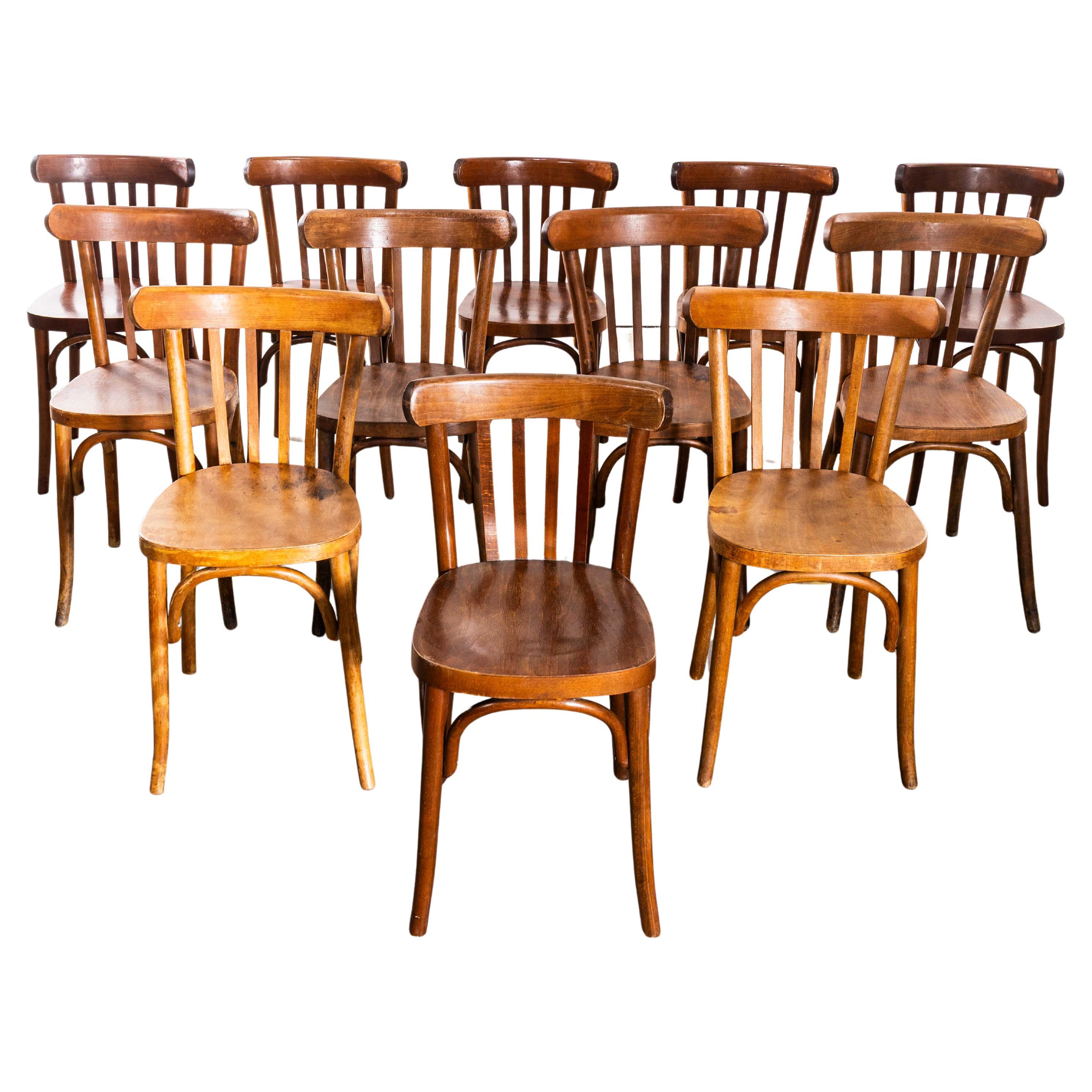 1950’s Harlequin Mixed Luterma Honey Oak Bentwood Dining Chair – Set Of Twelve For Sale