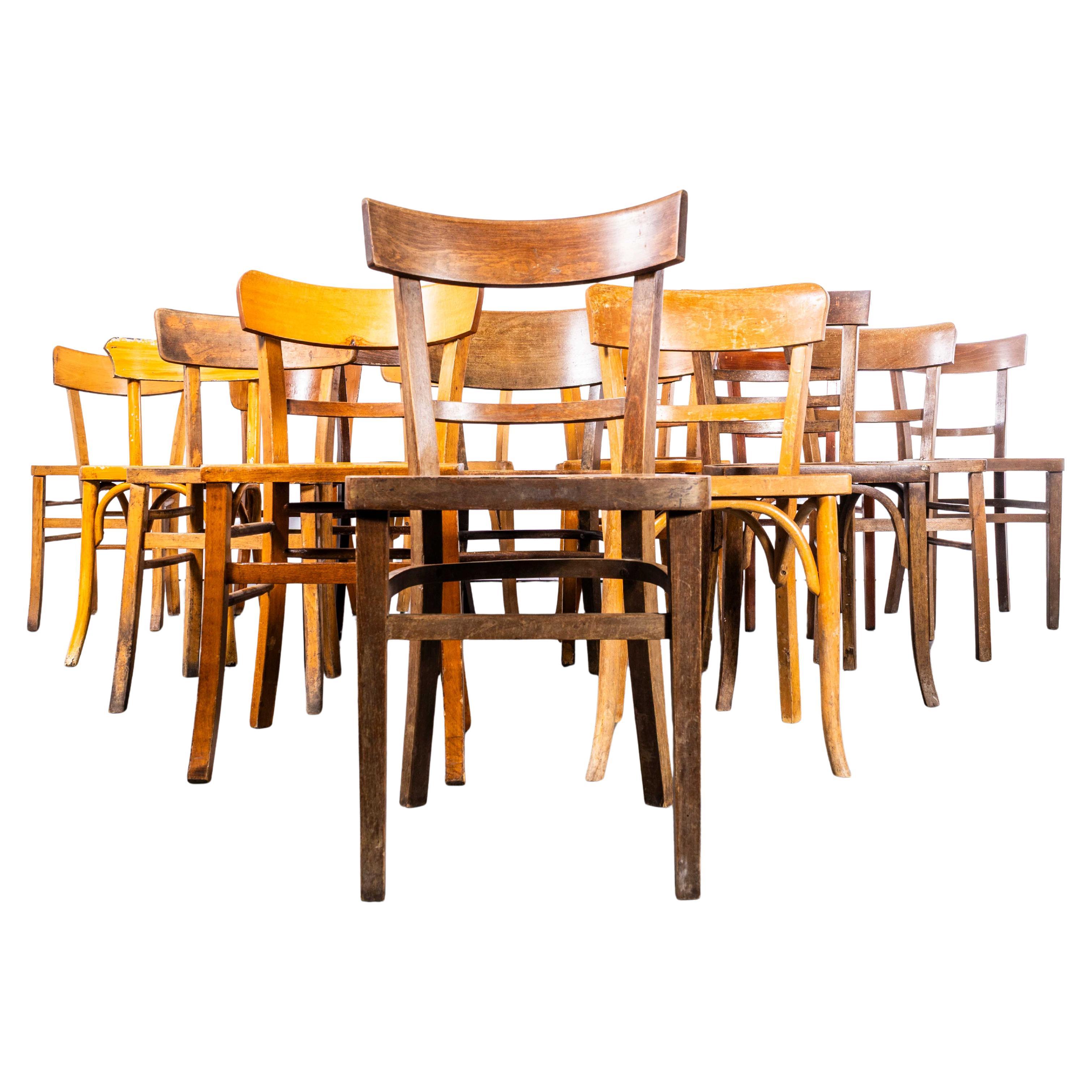 1950's Harlequin Mixed Standard Bentwood Pub Dining Chairs - Set Of Sixteen