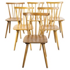 1950's Harlequin Set of Beech Stickback Dining Chairs, Set of Six
