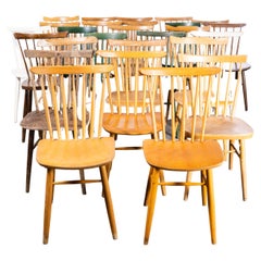 Retro 1950s Harlequin Set Stickback Dining Chairs by Ton, Set Twenty Six