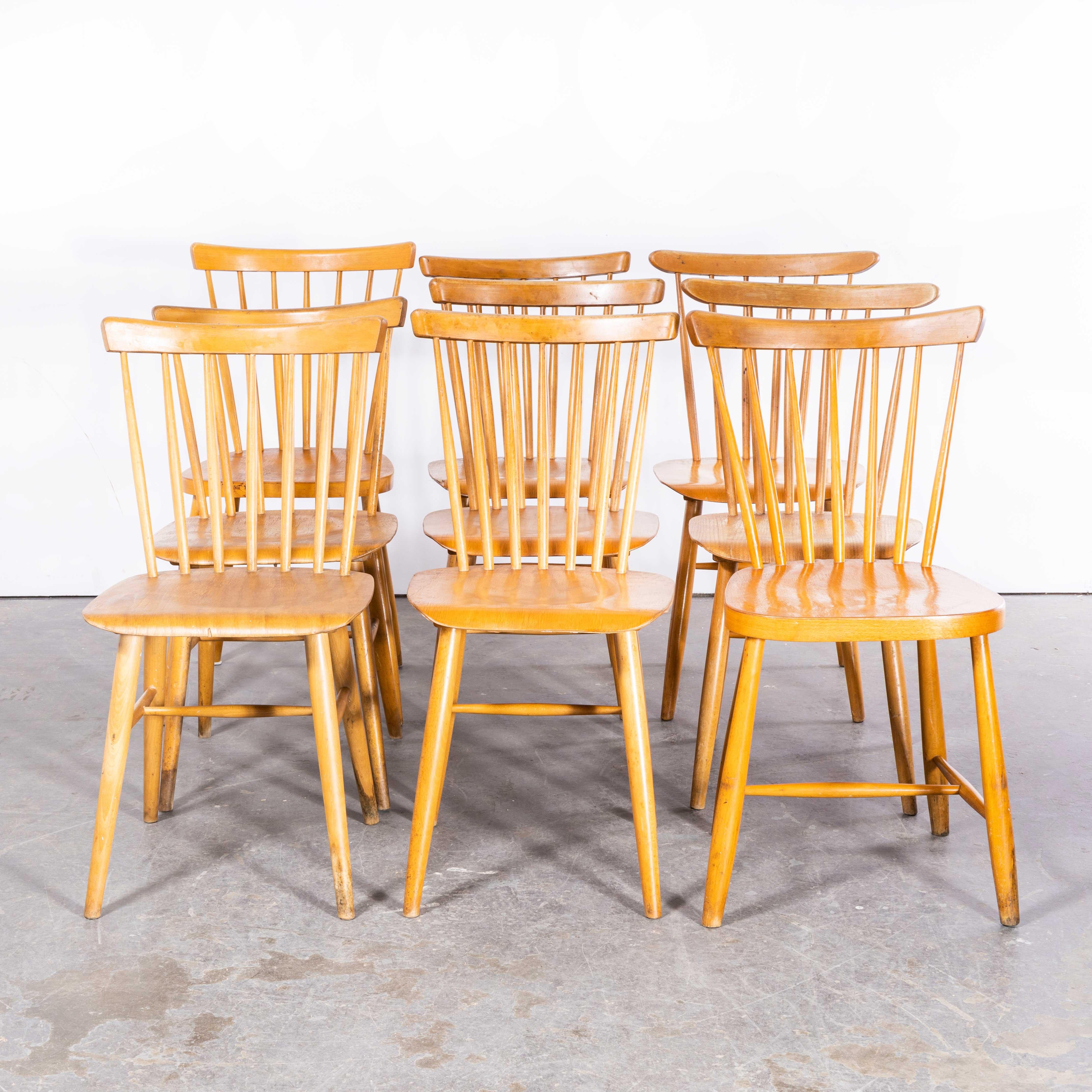 1950s Harlequin Stickback Dining Chairs by Ton, Set of Nine For Sale 4