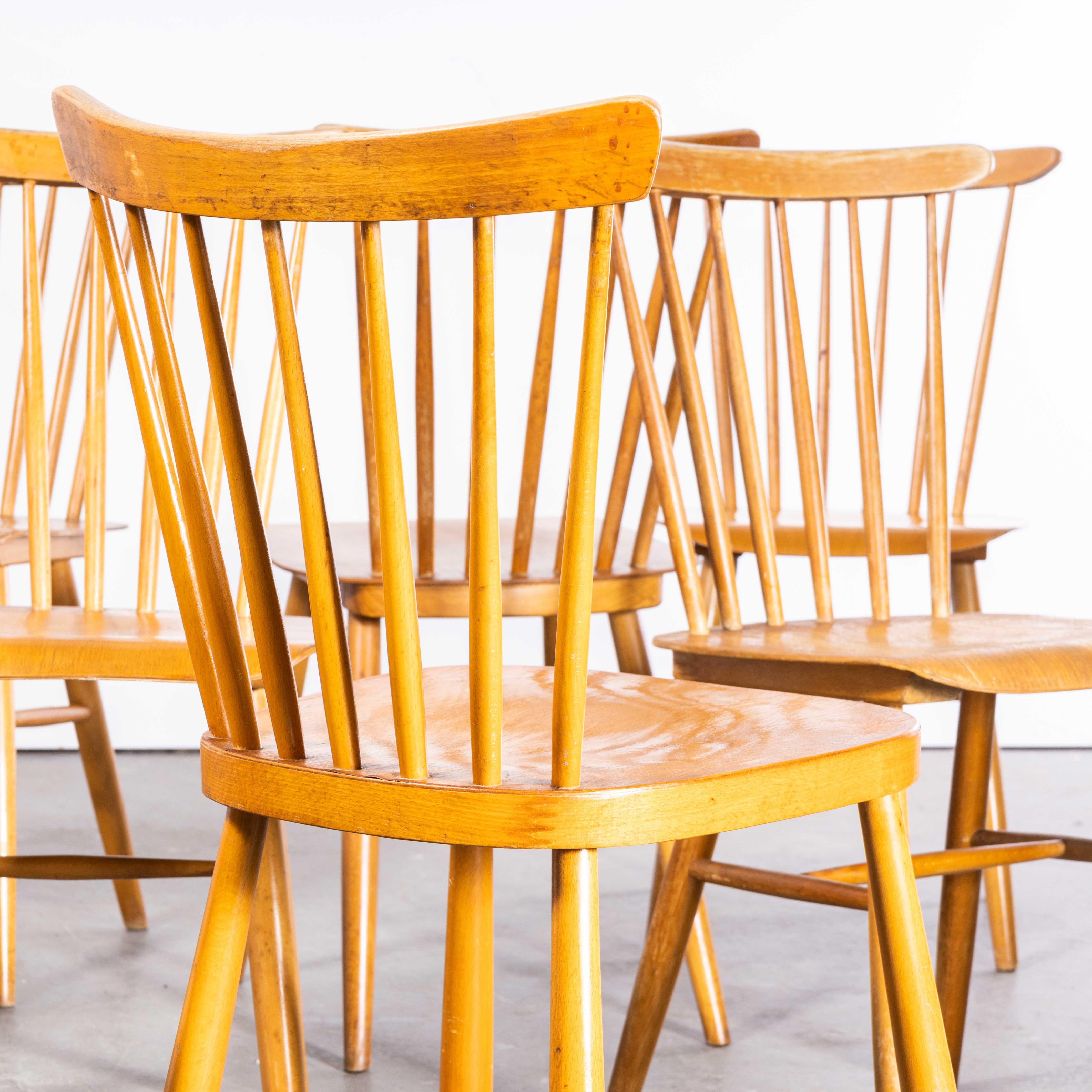 1950s Harlequin Stickback Dining Chairs by Ton, Set of Nine For Sale 1