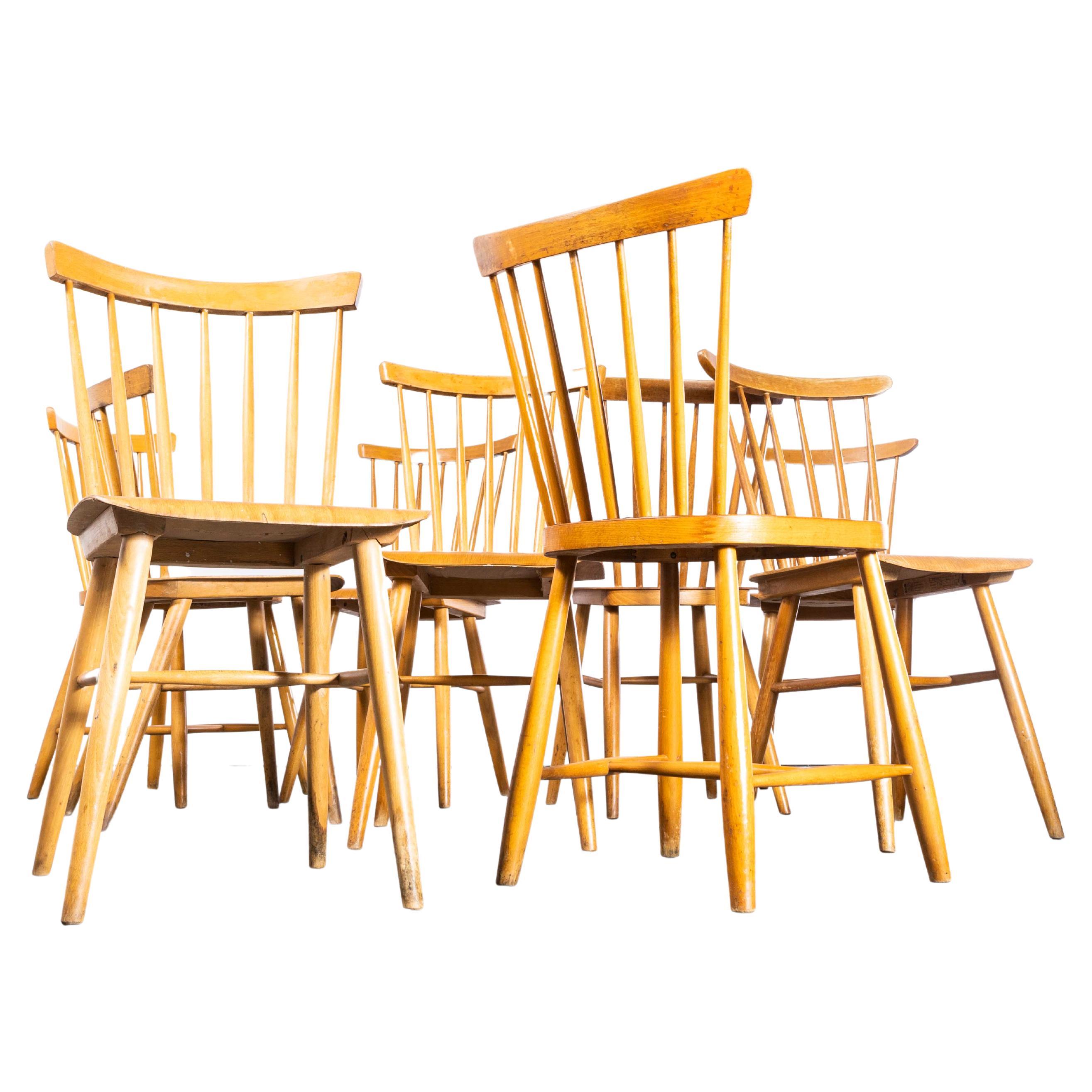 1950s Harlequin Stickback Dining Chairs by Ton, Set of Nine For Sale