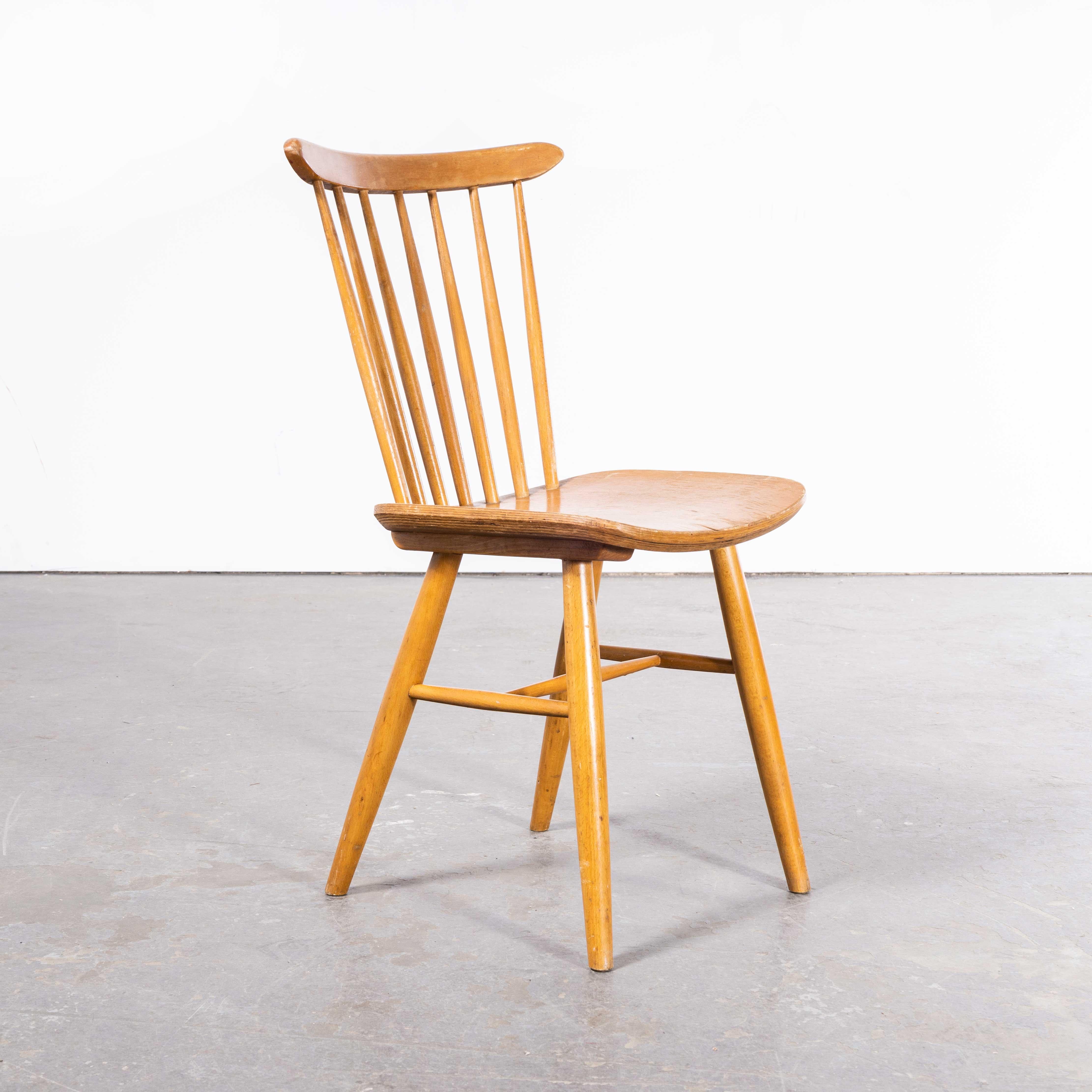 Czech 1950s Harlequin Stickback Dining Chairs by Ton, Set of Six For Sale