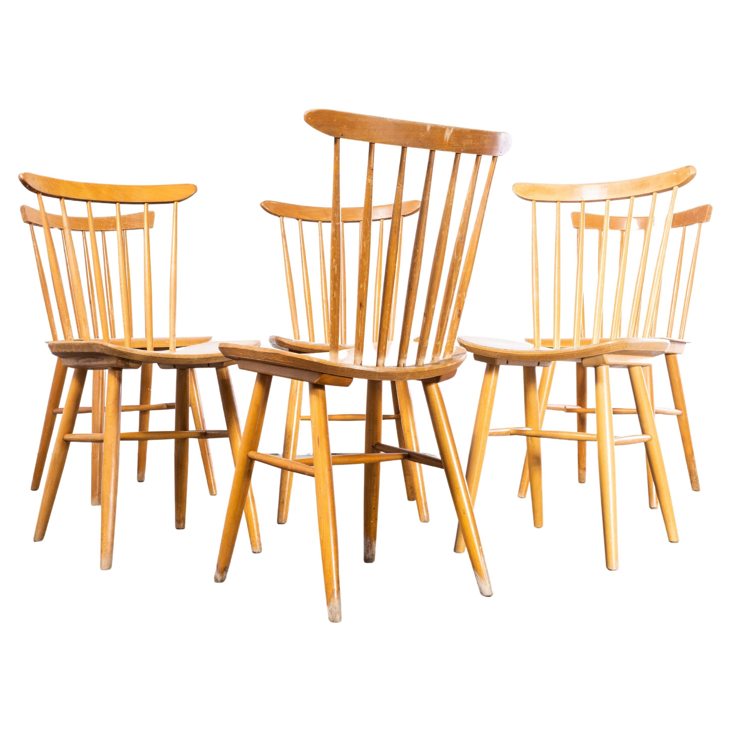 1950s Harlequin Stickback Dining Chairs by Ton, Set of Six For Sale