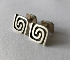 1950s Harold Fithian Sterling Silver American Modernist Swirl Cufflinks