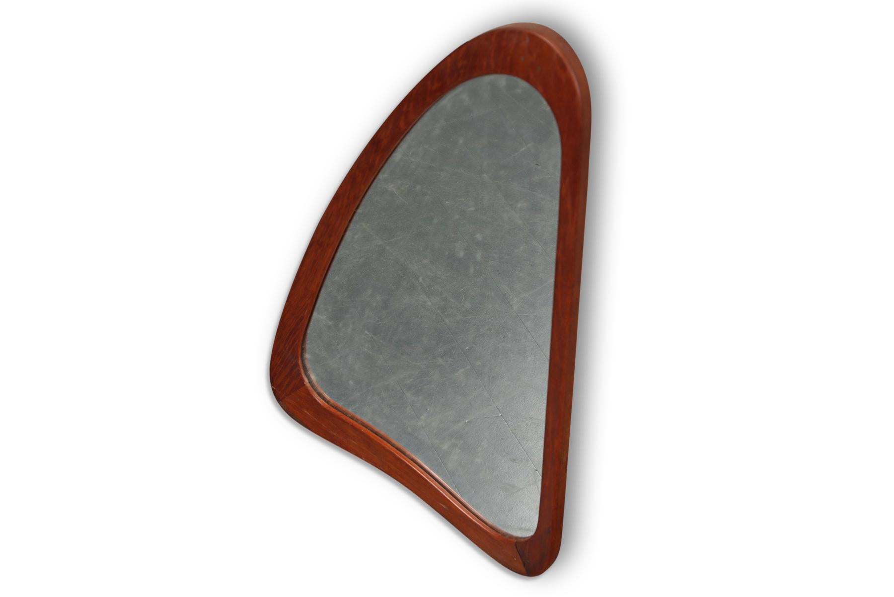 Mid-Century Modern 1950s Harp Shaped Mirror in Teak For Sale