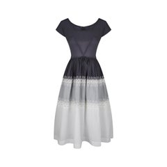 1950s Harrods Grey Gradient Embroidered Dress