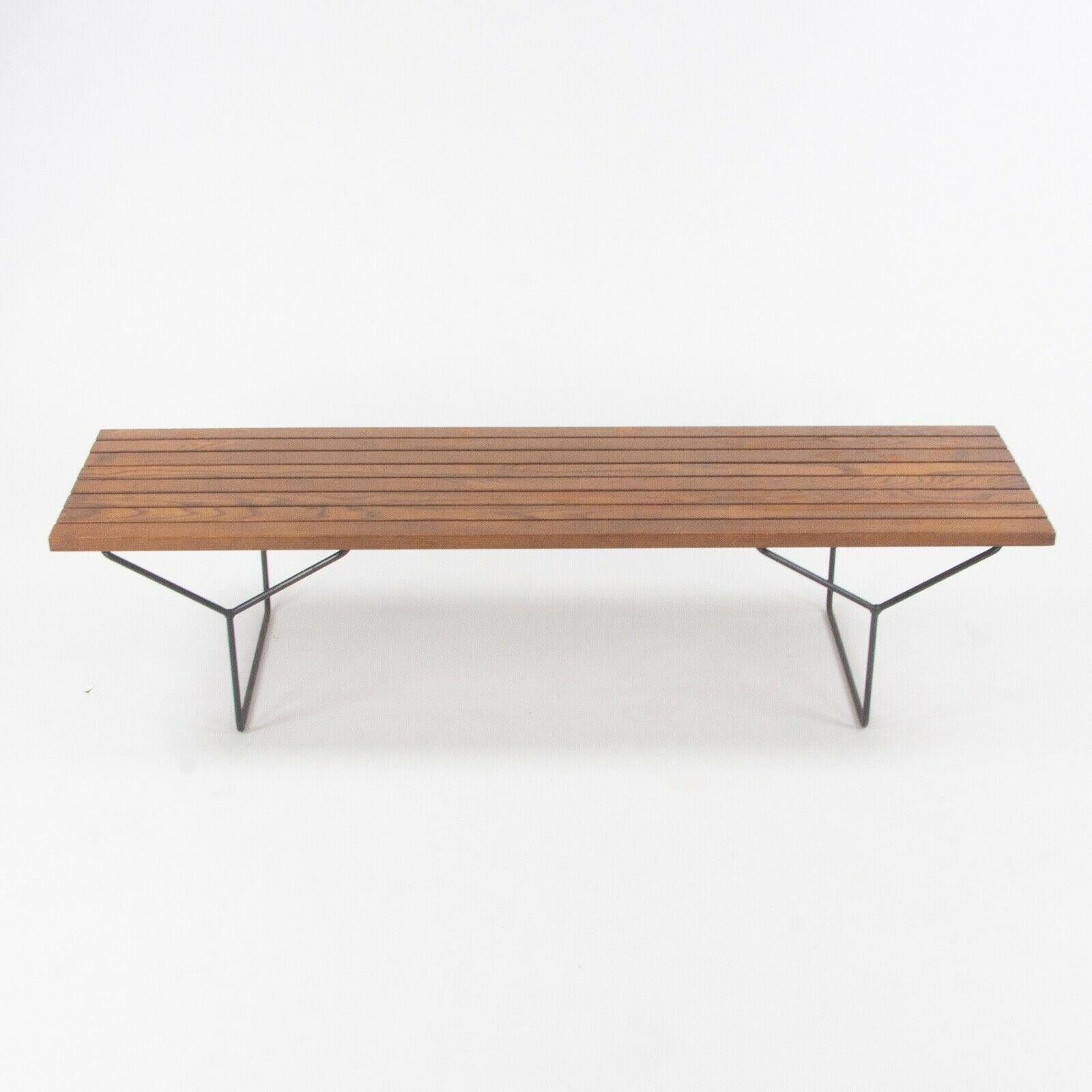 Mid-20th Century 1950s Harry Bertoia for Knoll Associates Model 400 Bench in Oak with Black Base For Sale