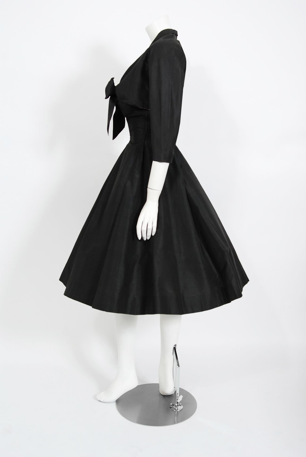 Vintage 1950's Harvey Berin Black Silk Lace Illusion Strapless Dress & Bolero 5