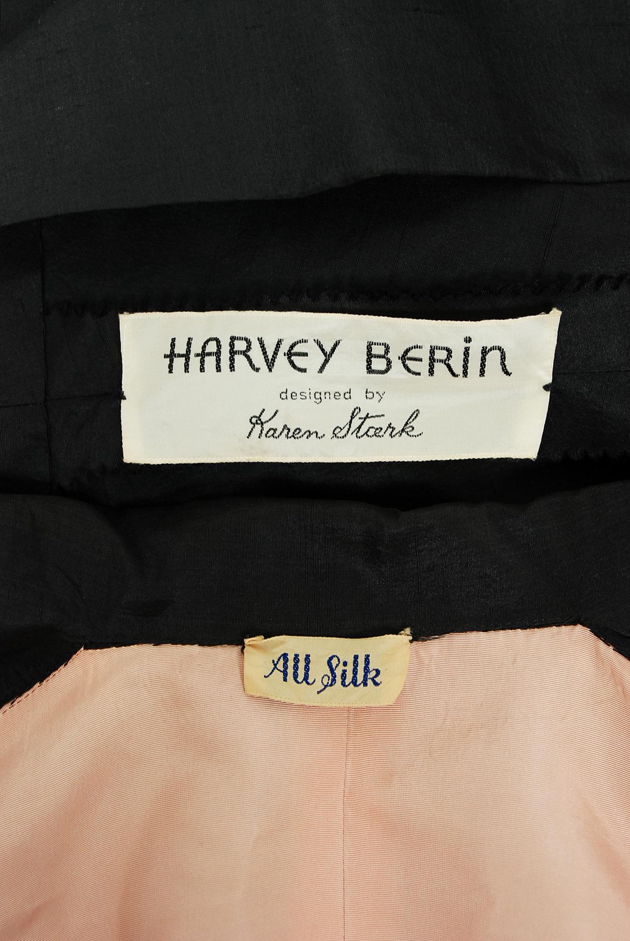 Vintage 1950's Harvey Berin Black Silk Lace Illusion Strapless Dress & Bolero 7