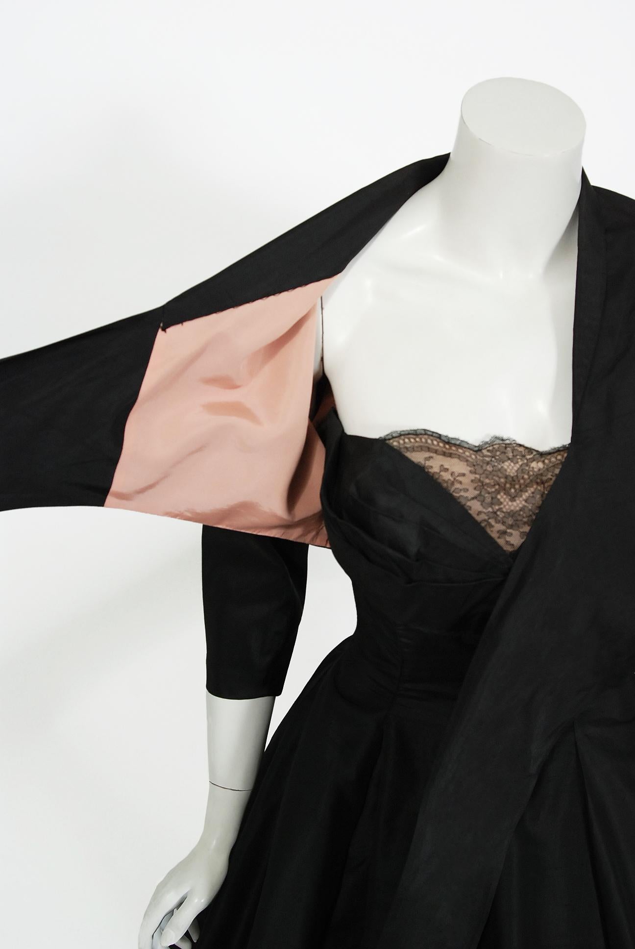 strapless black silk dress