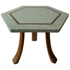 1950s Harvey Probber Blue Terrazzo Tripod Side Table 1950s Harvey Probber Blue Terrazzo Tripod Side Table