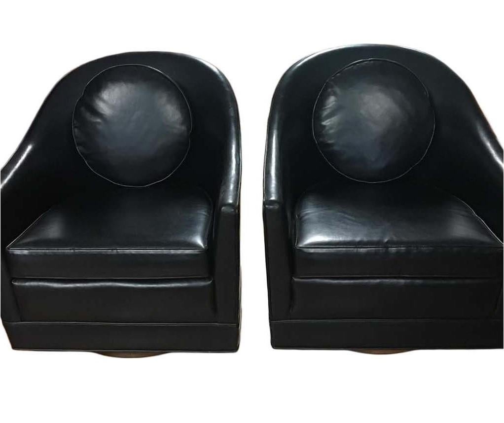 black leather barrel swivel chair