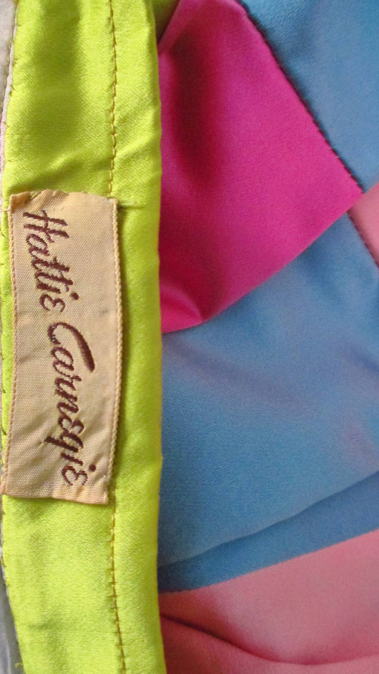 Hattie Carnegie 1950s Silk Color Block Skirt For Sale 1