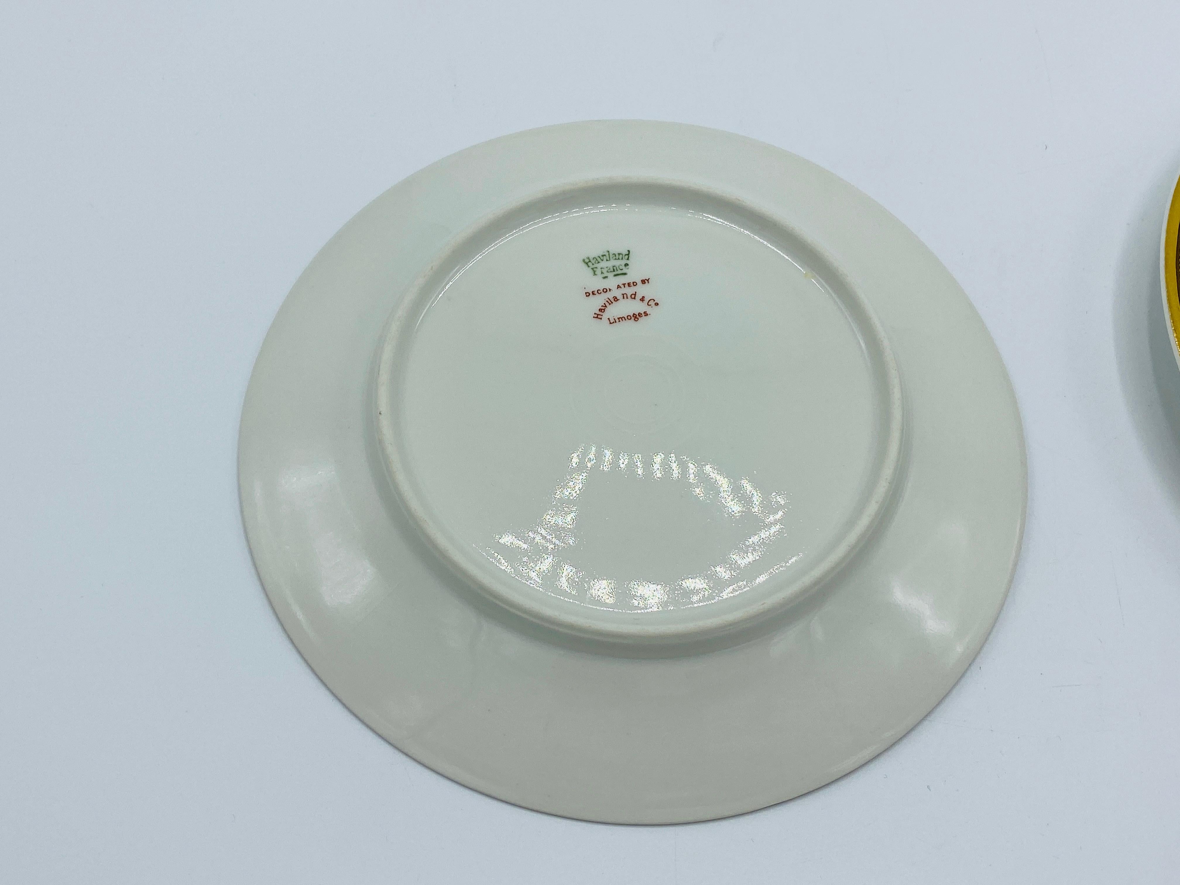 French 1950s Haviland Limoges 'Schleiger 962' Greek Key China Dessert Plates, Set of 2 For Sale
