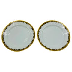 Vintage 1950s Haviland Limoges 'Schleiger 962' Greek Key China Dessert Plates, Set of 2