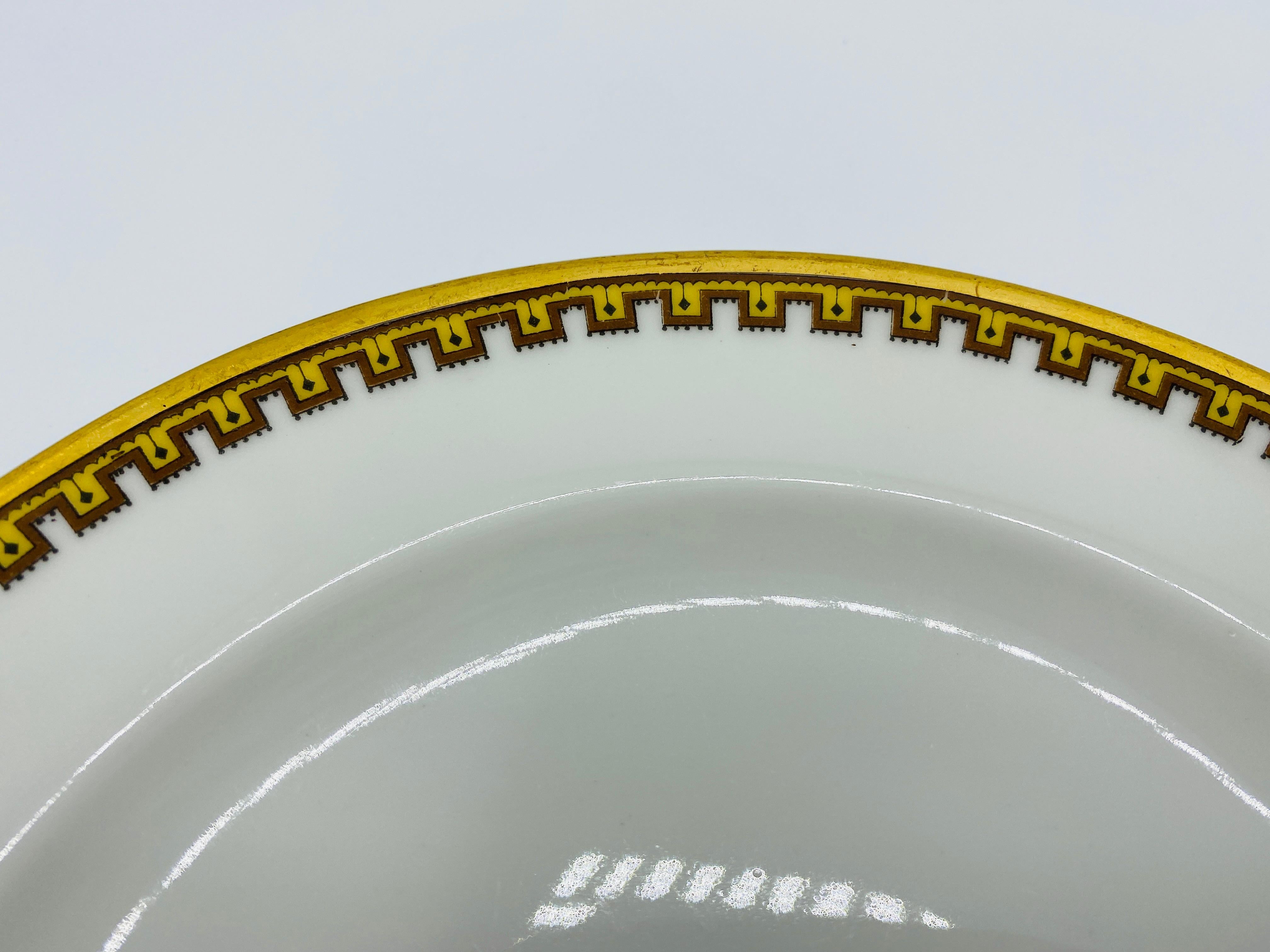 1950s Haviland Limoges 'Schleiger 962' Greek Key China Plates, Set of 5 In Good Condition For Sale In Richmond, VA