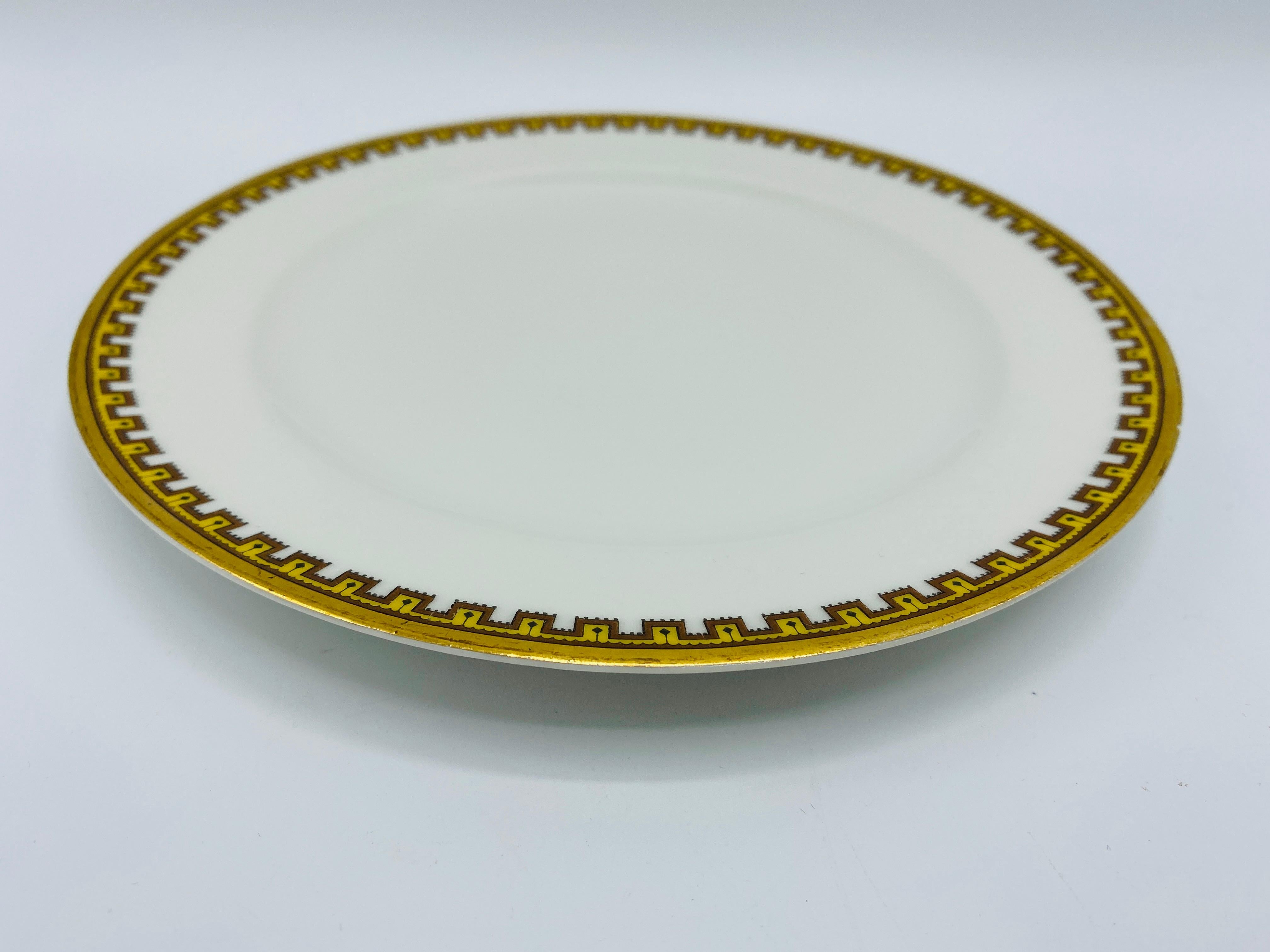 20th Century 1950s Haviland Limoges 'Schleiger 962' Greek Key China Plates, Set of 5 For Sale