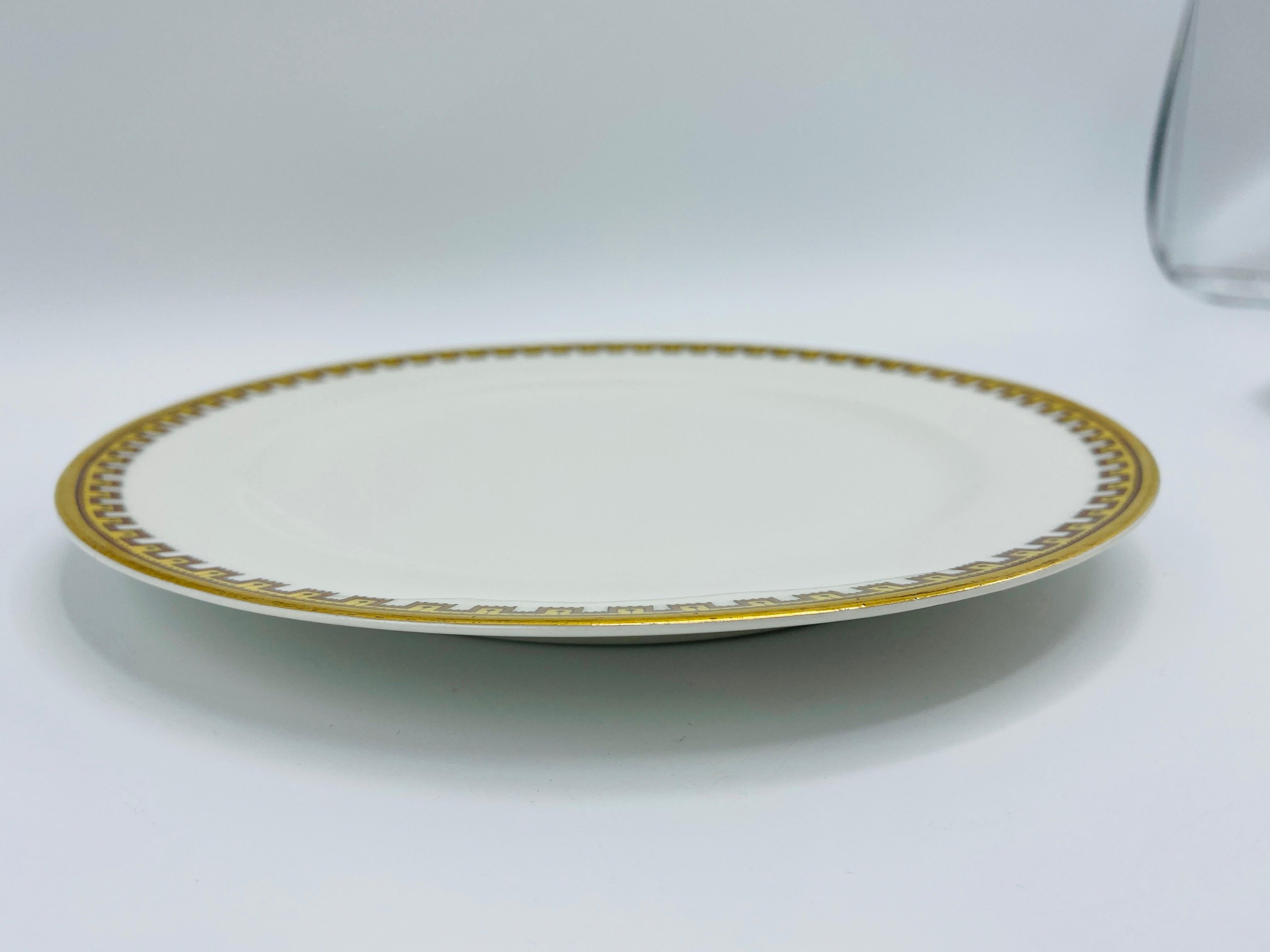 1950s Haviland Limoges 'Schleiger 962' Greek Key China Plates, Set of 5 In Good Condition For Sale In Richmond, VA