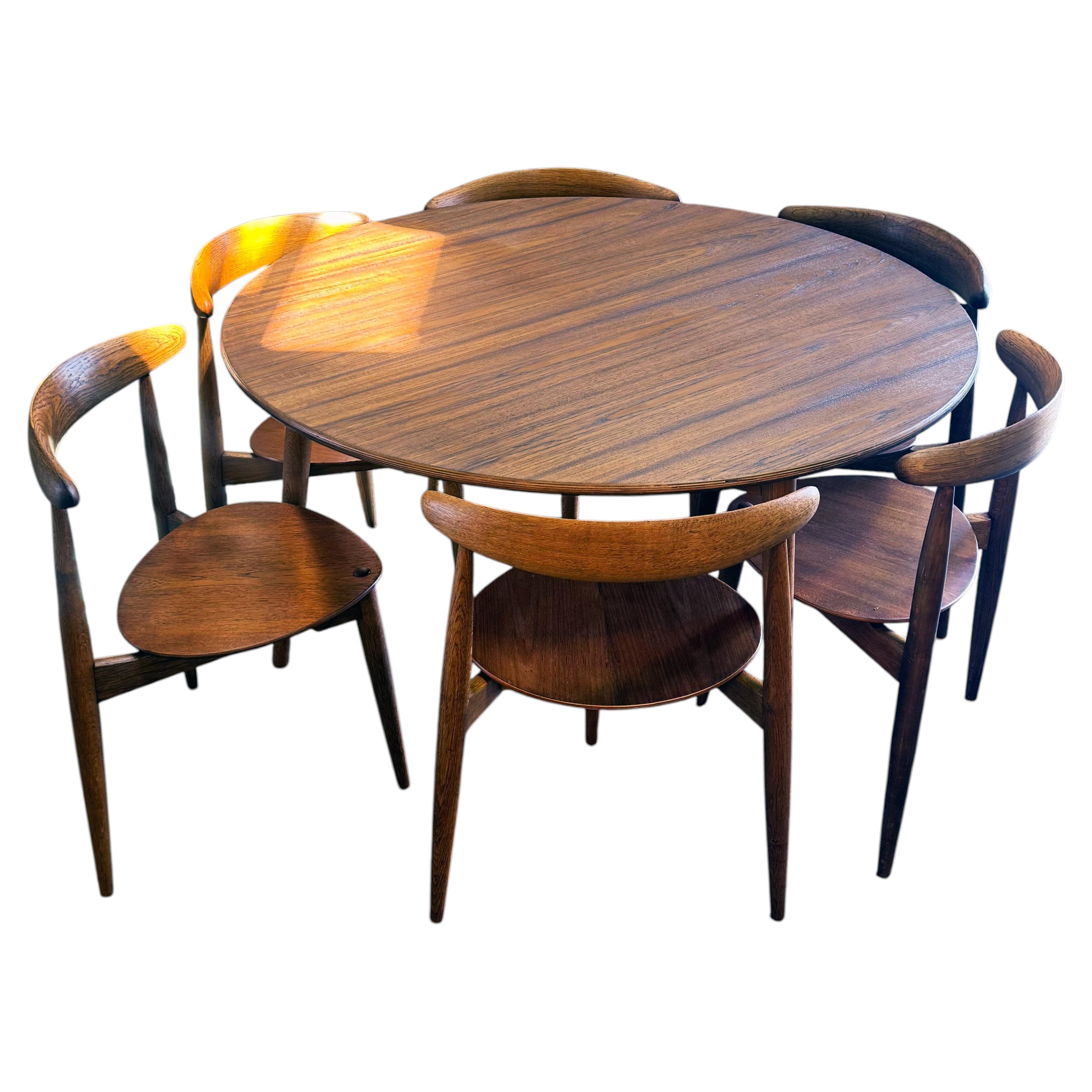 1950s Heart Dining Set by Hans J. Wegner for Fritz Hansen in teak