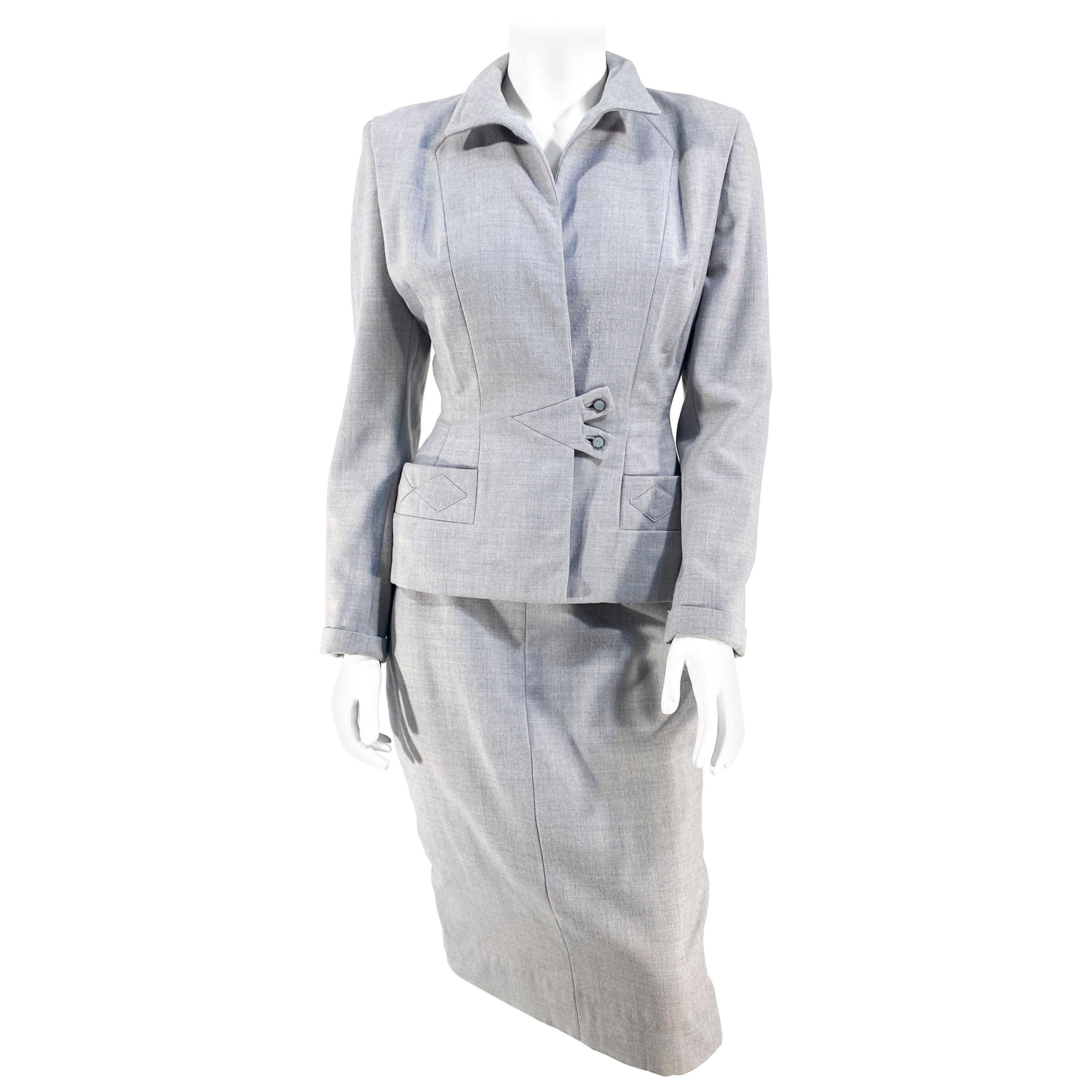 1950s Heather Grey Wool Suit