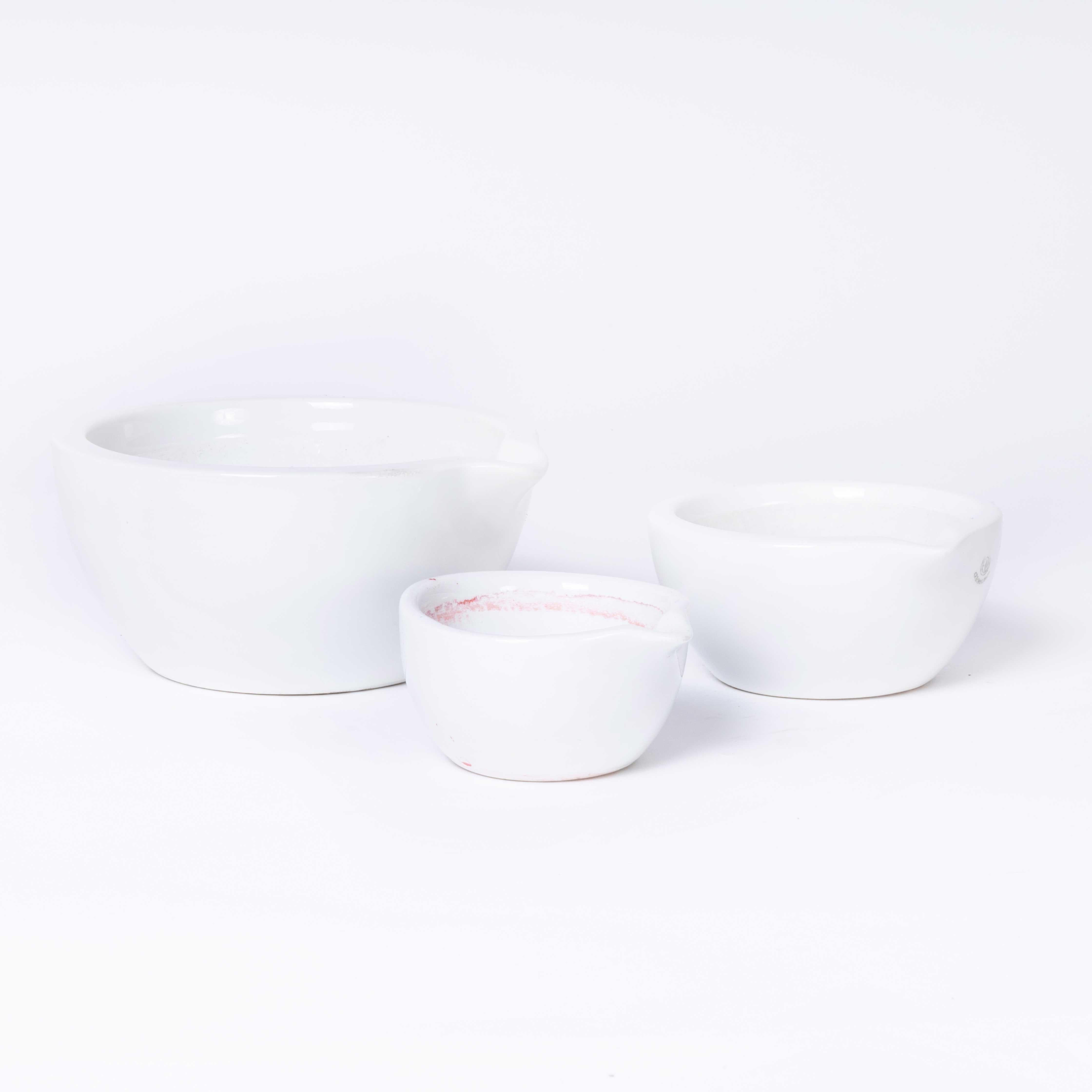 Czech 1950's Heavy Porcelain Scientific White Bowls, Set of Three For Sale