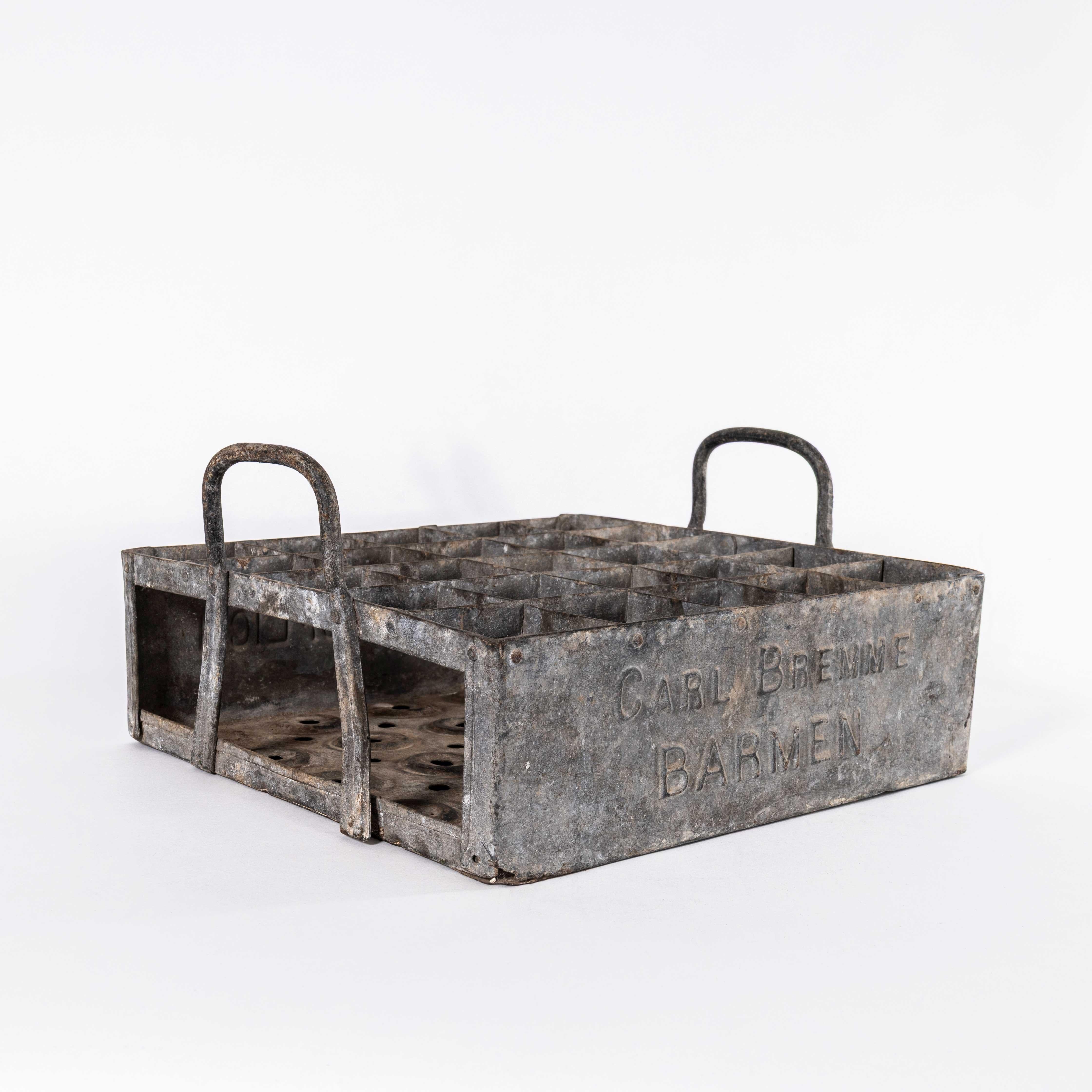 1950’s Heavy Weight Bottle Carrier – Twenty Five Bottles. 
Galvanised bottle carrier. Bottle hole dimensions are 7x7cm. Excellent condition.

Workshop Report:
Our workshop team inspect every product and carry out any needed repairs to ensure that
