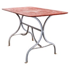 1950's Heavy Weight French Garden Table With Red Top