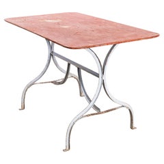 1950's Heavy Weight French Garden Table With Red Top