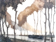 1950 Hebbelinck Roger Belgio "Canal Du Midi'" Acquaforte, numerata