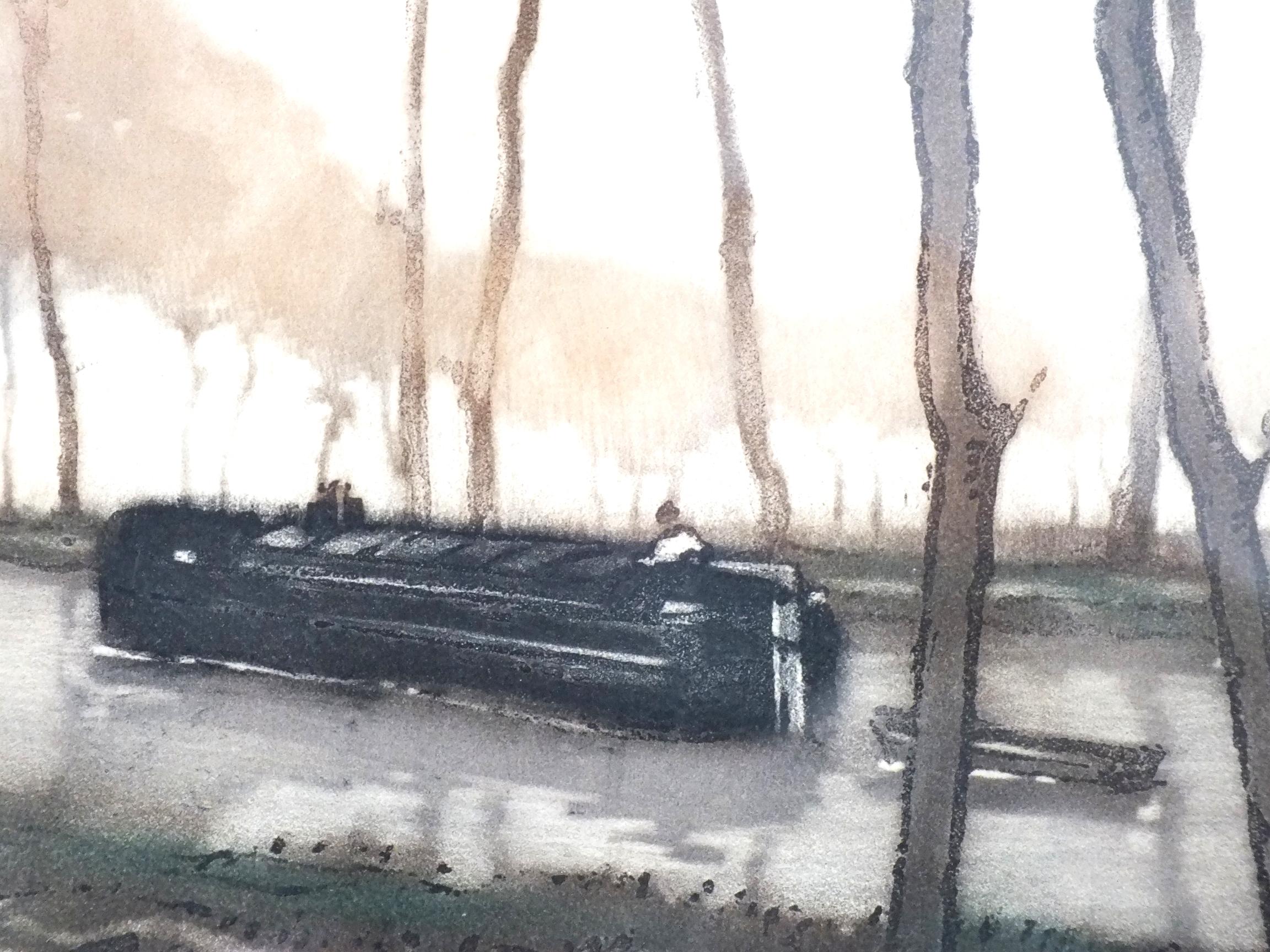 1950er Hebbelinck Roger Belgio „Canal Du Midi'' Radierung Aquatinta, nummeriert (Moderne der Mitte des Jahrhunderts) im Angebot